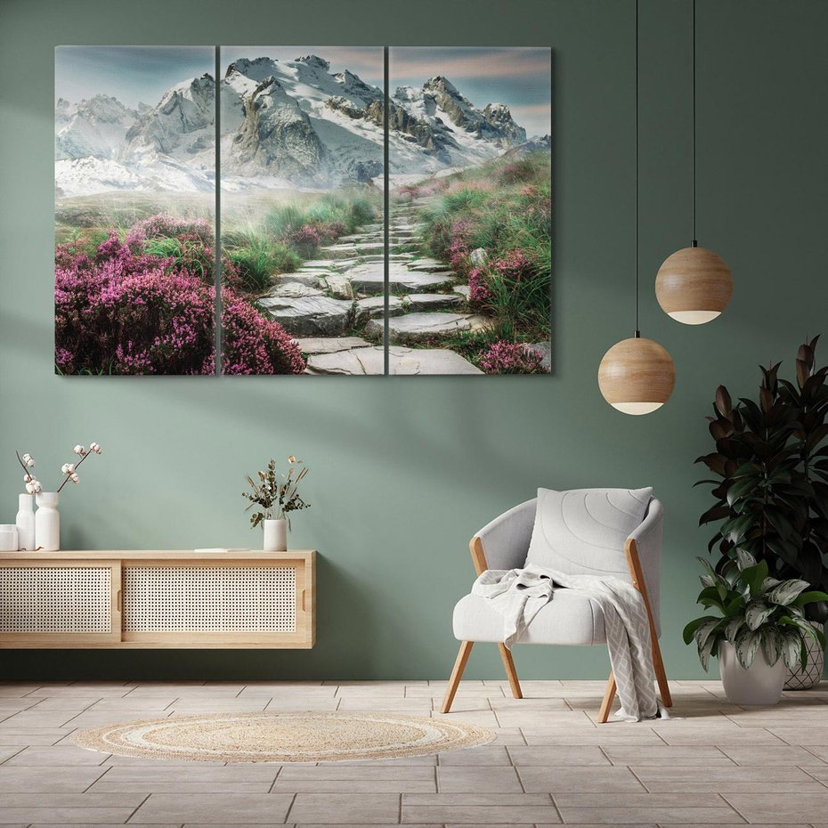 Obraz na płótnie 120x80 - Góry, Ścieżka, Kwiaty - Spacer wśród Przyrody - góry, ścieżka