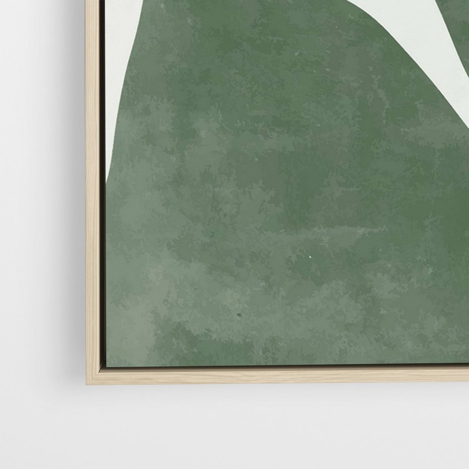 Obraz w ramie 70x100 - Oaza Harmonii - abstrakcyjny kształt, zielony plakat - rama drewno