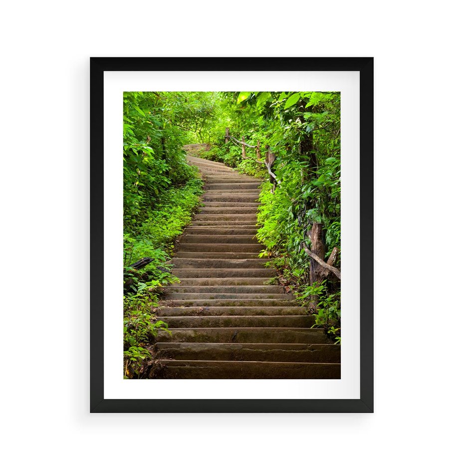 Plakat w ramie 40x50 - Magia Leśnej Ścieżki - ścieżka, w lesie - rama czarna