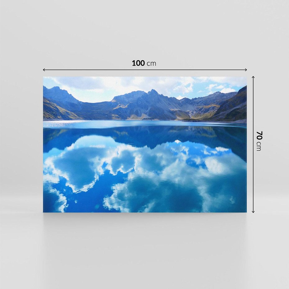 Obraz na płótnie 100x70 - Jezioro - Góry, chmury i niebo - jezioro, góry