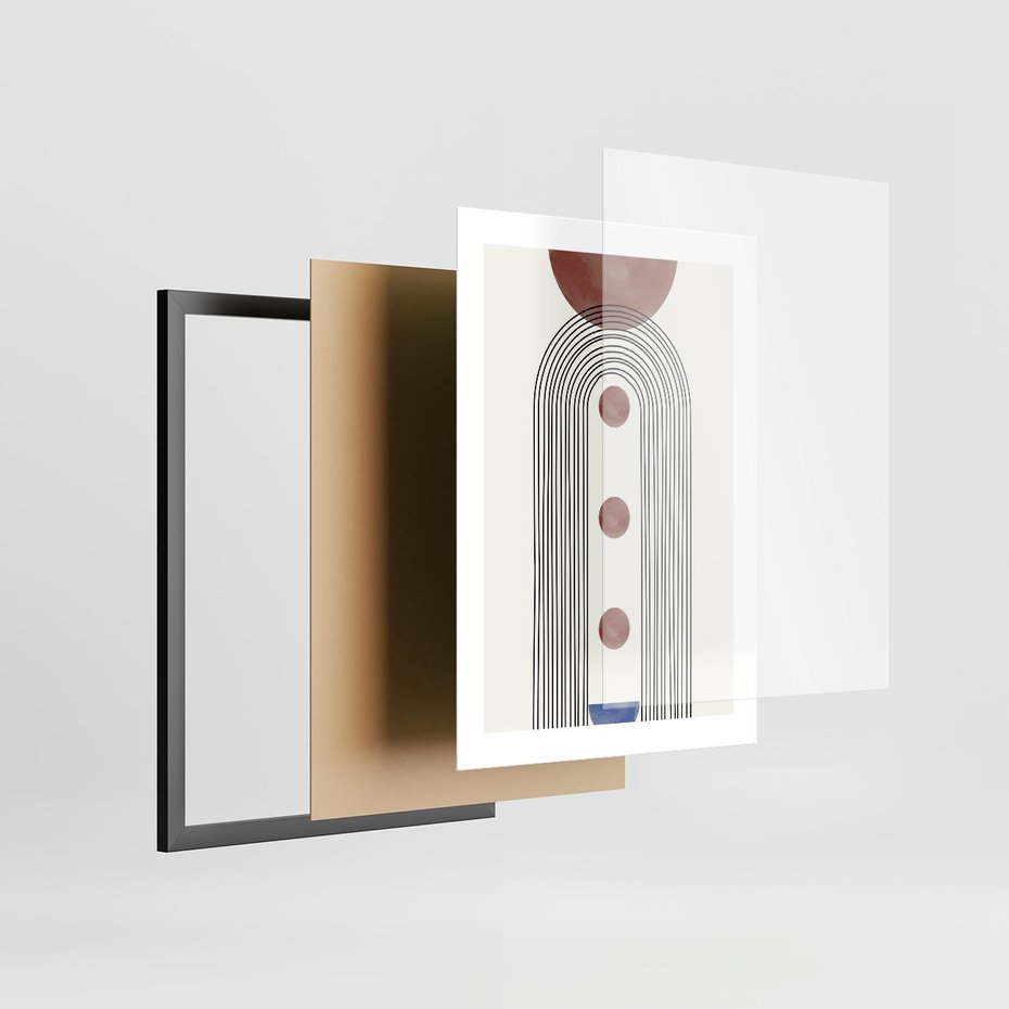 Plakat w ramie 30x40 - Symfonia Kształtów - nowoczesny plakat, styl midcentury - rama czarna