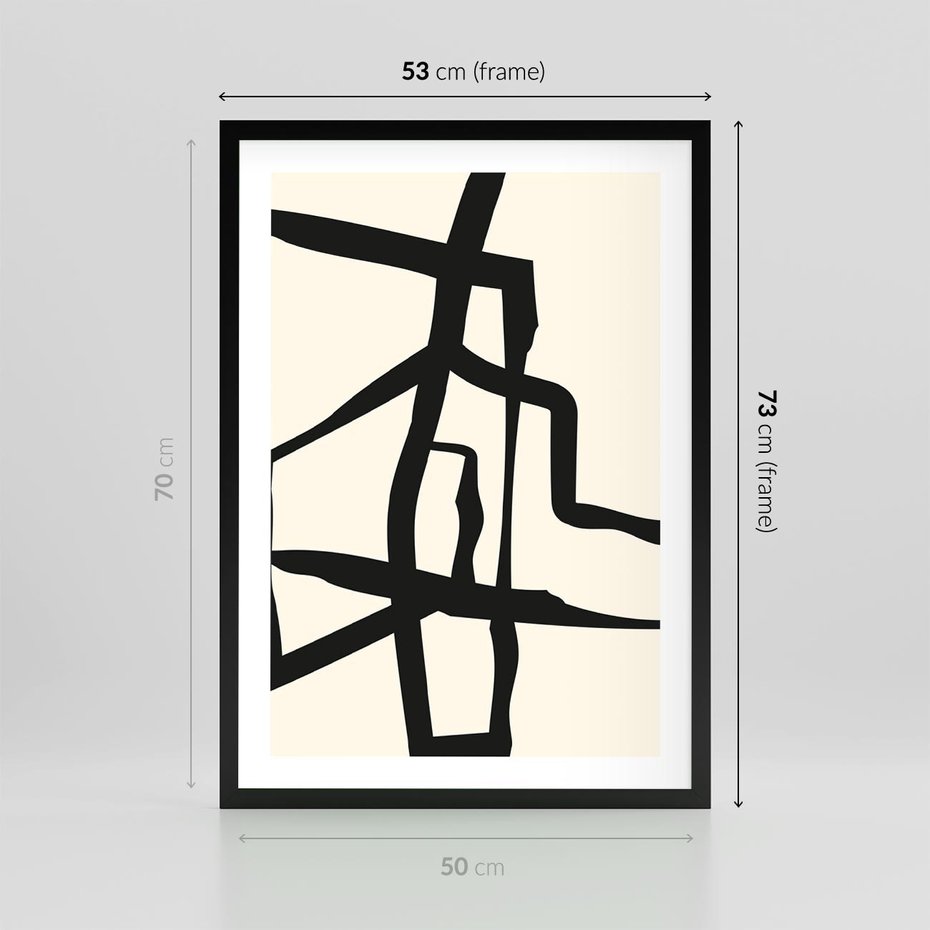 Plakat w ramie 50x70 - Impresje Wymiaru - linie, abstrakcja - rama czarna