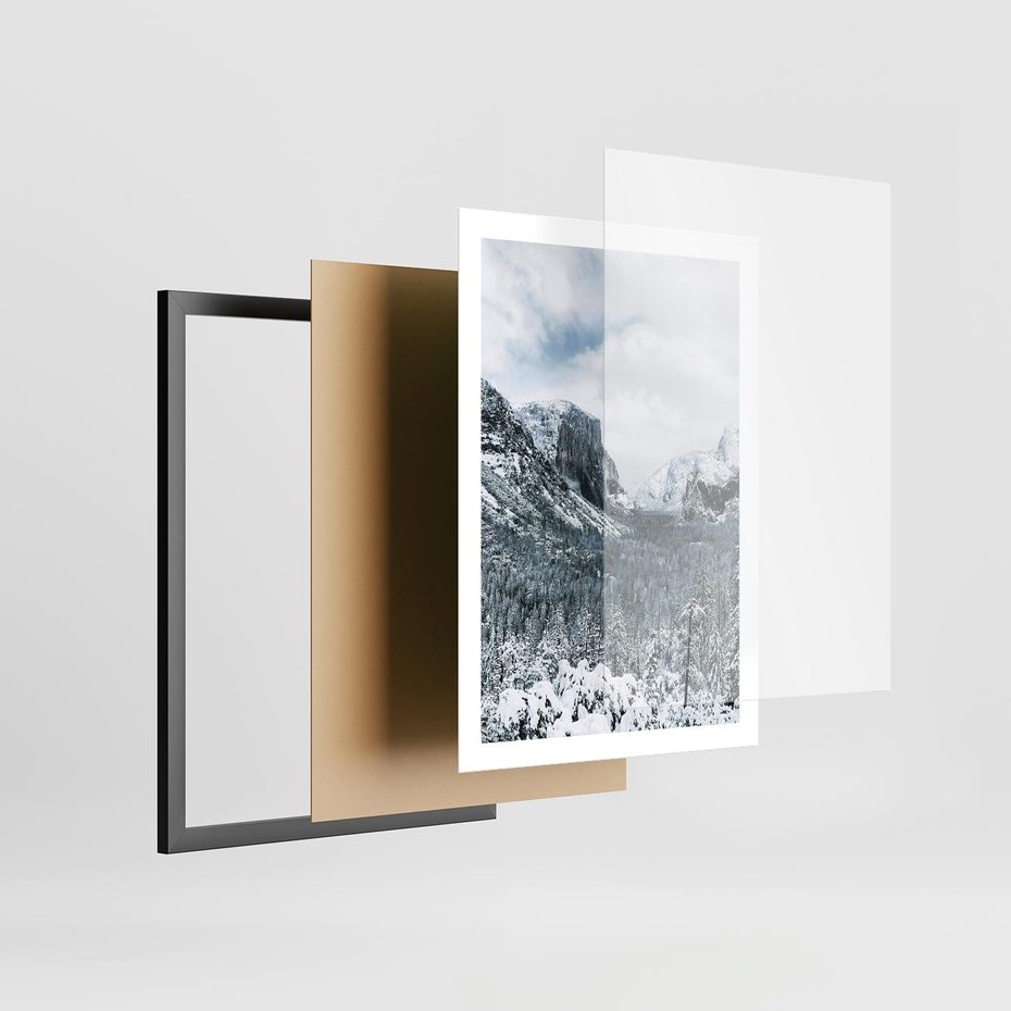 Plakat w ramie 50x70 - Góry Śnieżnej Krainy - góry, szczyty - rama czarna