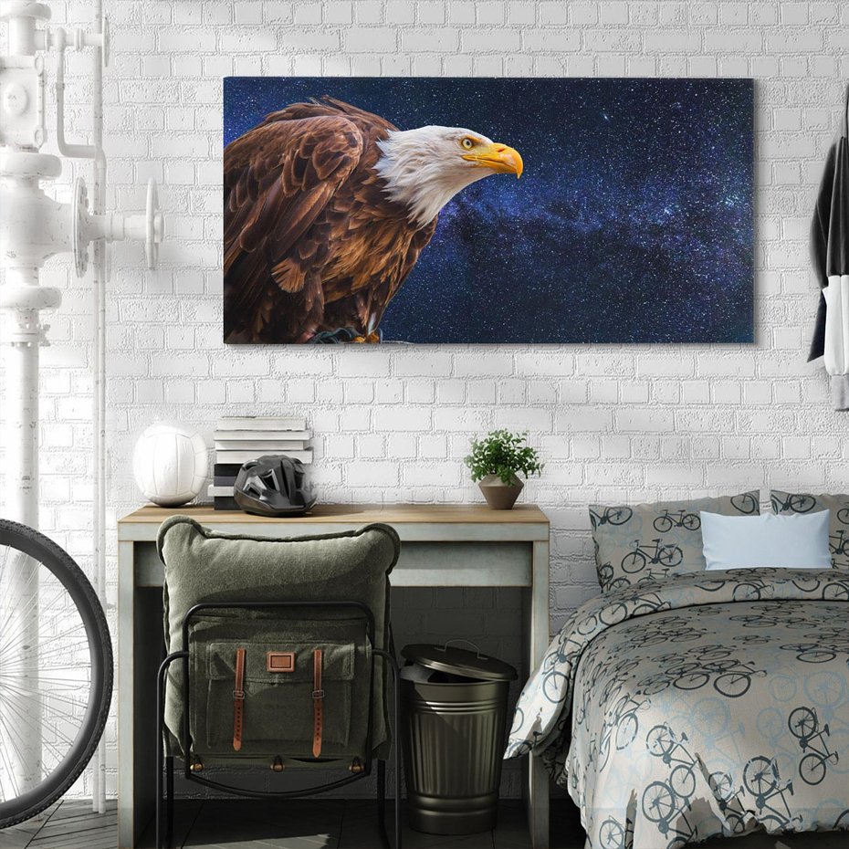 Obraz na płótnie 100x50 - Orzeł w niebieskiej przestrzeni - orzeł, ptak