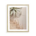 Plakat w ramie 40x50 - Aloes w Stylu Boho - kompozycja, wiklina - rama drewno