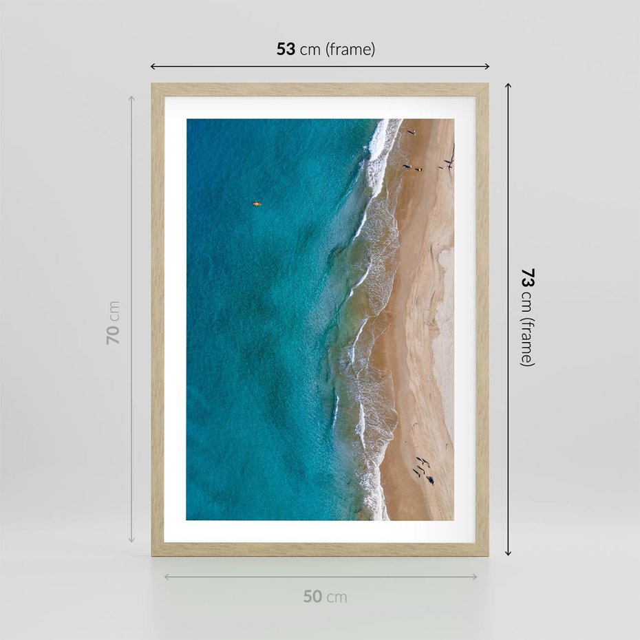 Plakat w ramie 50x70 - Spokój nad morzem - morze, plaża - rama drewno