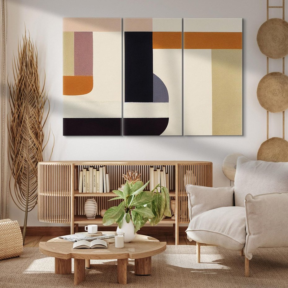 Obraz na płótnie 120x80 - Nowoczesne Brązy - geometryszne pasy, nowoczesny styl