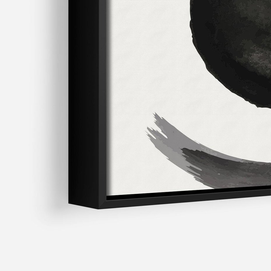 Obraz w ramie 50x50 - Bezczasowe Echo - abstrakcyjne plamy okręgi, akwarelowe - rama czarna