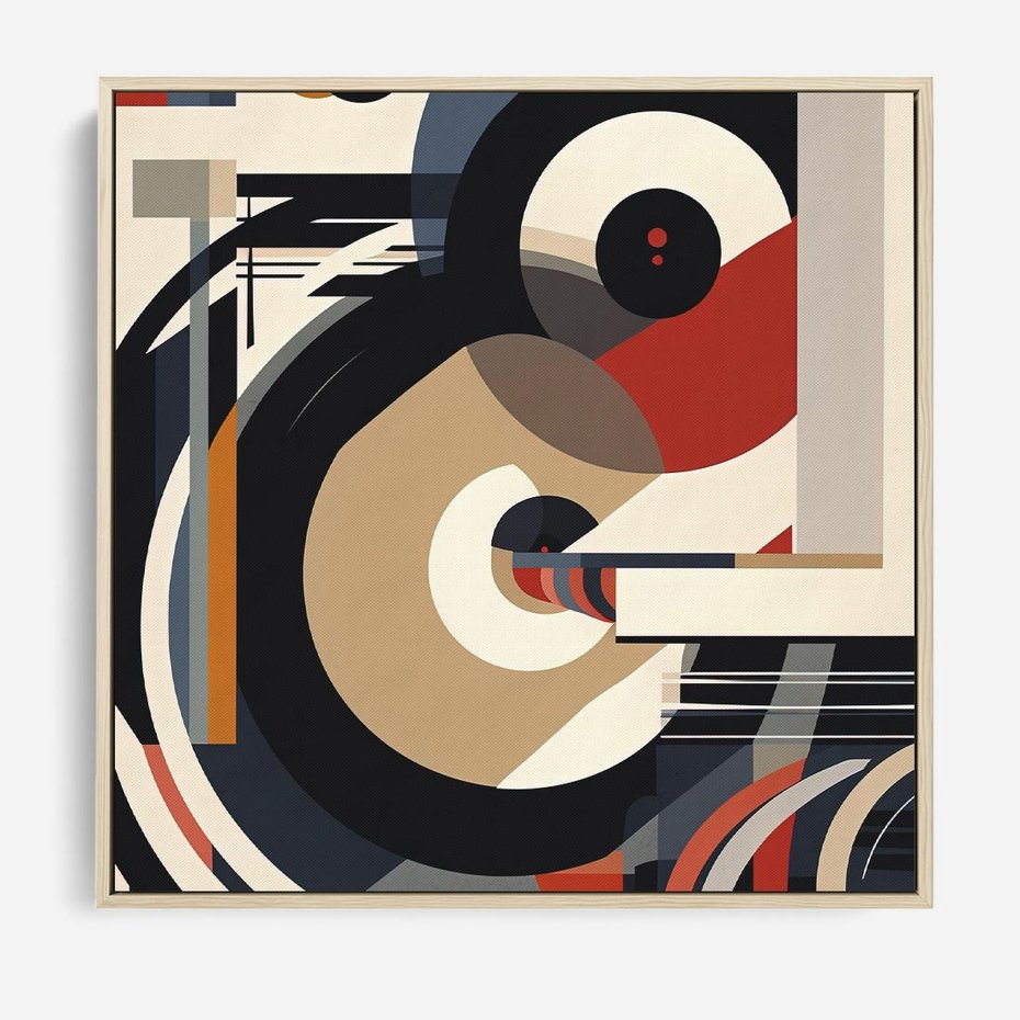 Obraz w ramie 50x50 - Wibracje Marzeń - abstrakcyjny obraz, geometryczne koła - rama drewno