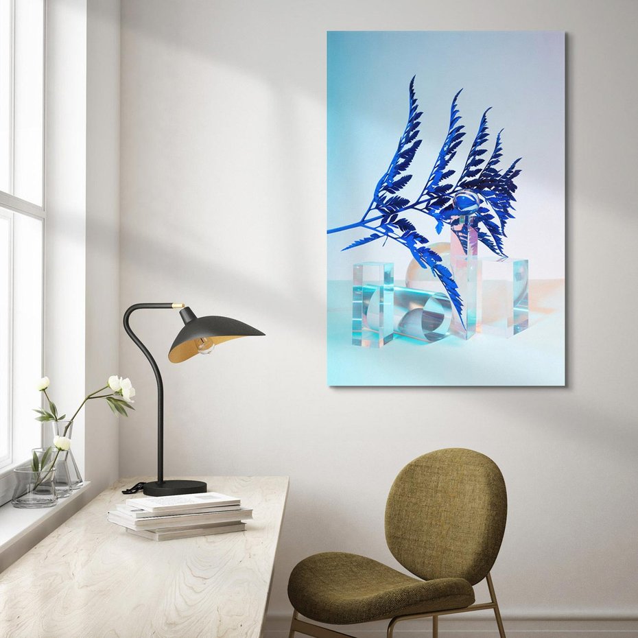 Obraz na płótnie 80x120 - Intensywny Kolor Natury - liście, kobalt