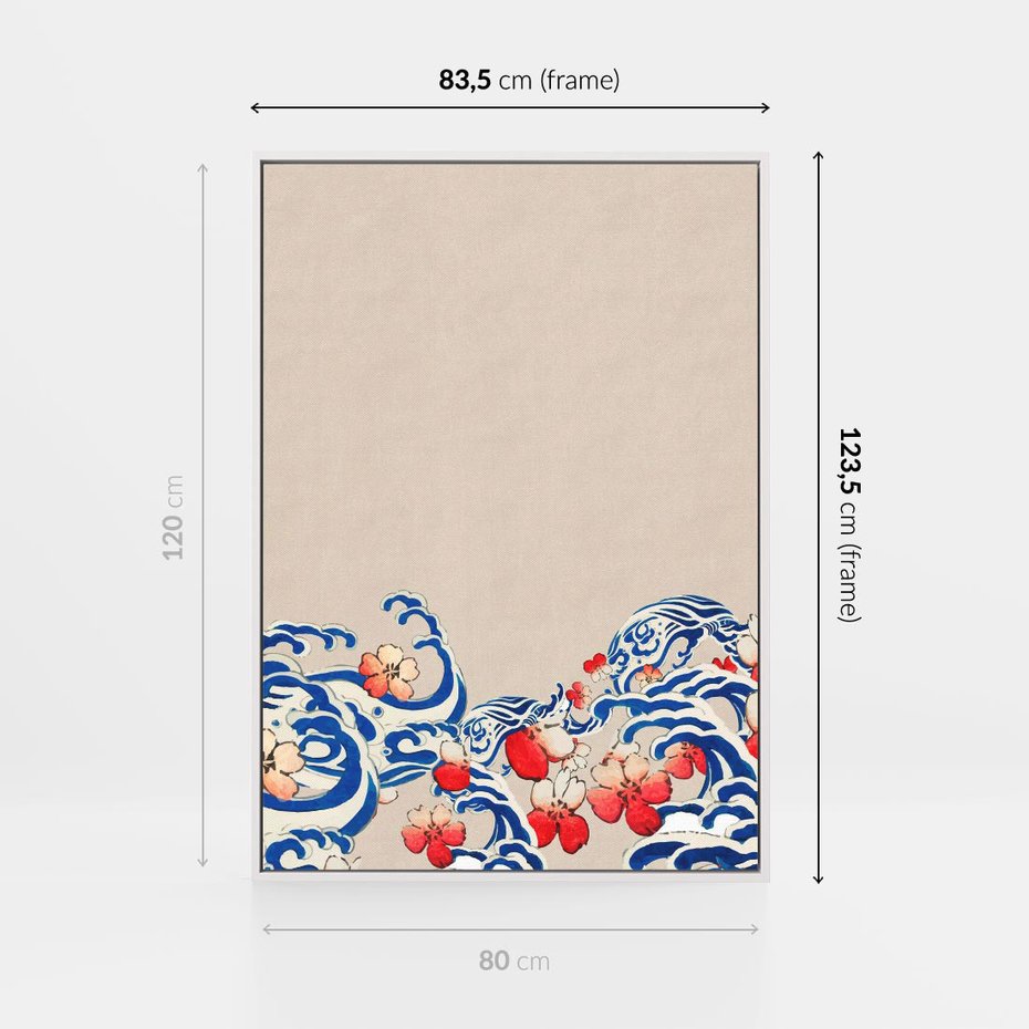 Obraz w ramie 80x120 - Japońska Harmonia: Falujące Kwiaty - japonia, orientalne kwiaty wiśni - rama biała