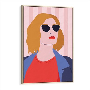 Obraz w ramie 80x120 - Kobieca Ekspresja - nowoczesny plakat, styl retro - rama drewno