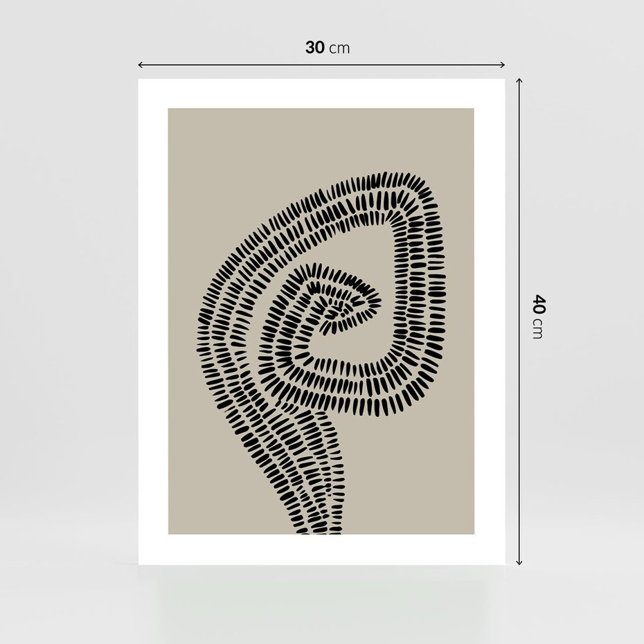 Plakat bez ramy 30x40 - Nowoczesne Spektrum Wyobraźni - boho plakat, czarne kropki kreski