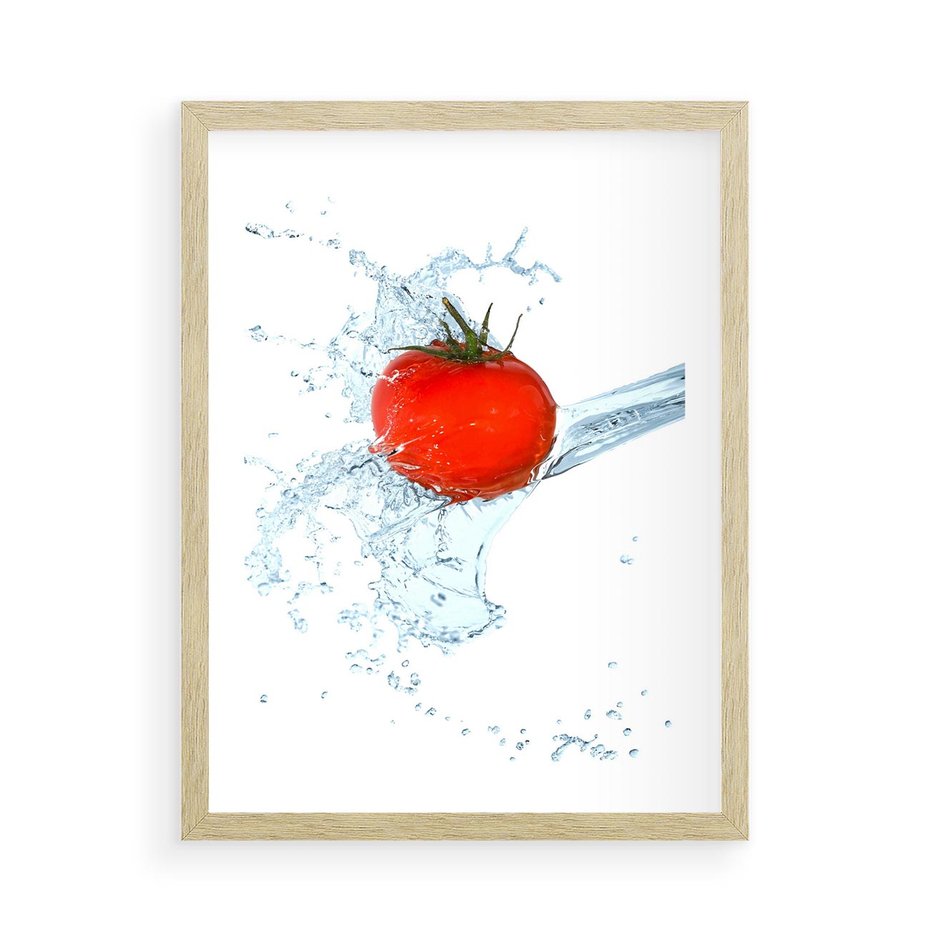 Plakat w ramie 50x70 - Apetyczna KuchniaNowoczesna Ekspresja - pomidor, jedzenie - rama drewno