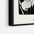 Obraz w ramie 50x70 - Spojrzenia na szkicowaną przeszłość - kwiaty, typografia - rama czarna