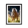 Plakat w ramie 30x40 - Spotkanie konia na łące - koń, łąka - rama czarna