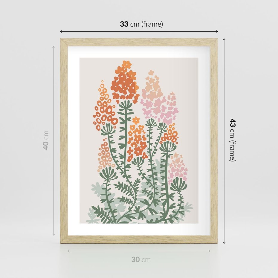 Plakat w ramie 30x40 - Kwiatowe Uniesienia - kwiaty polne, plakat - rama drewno