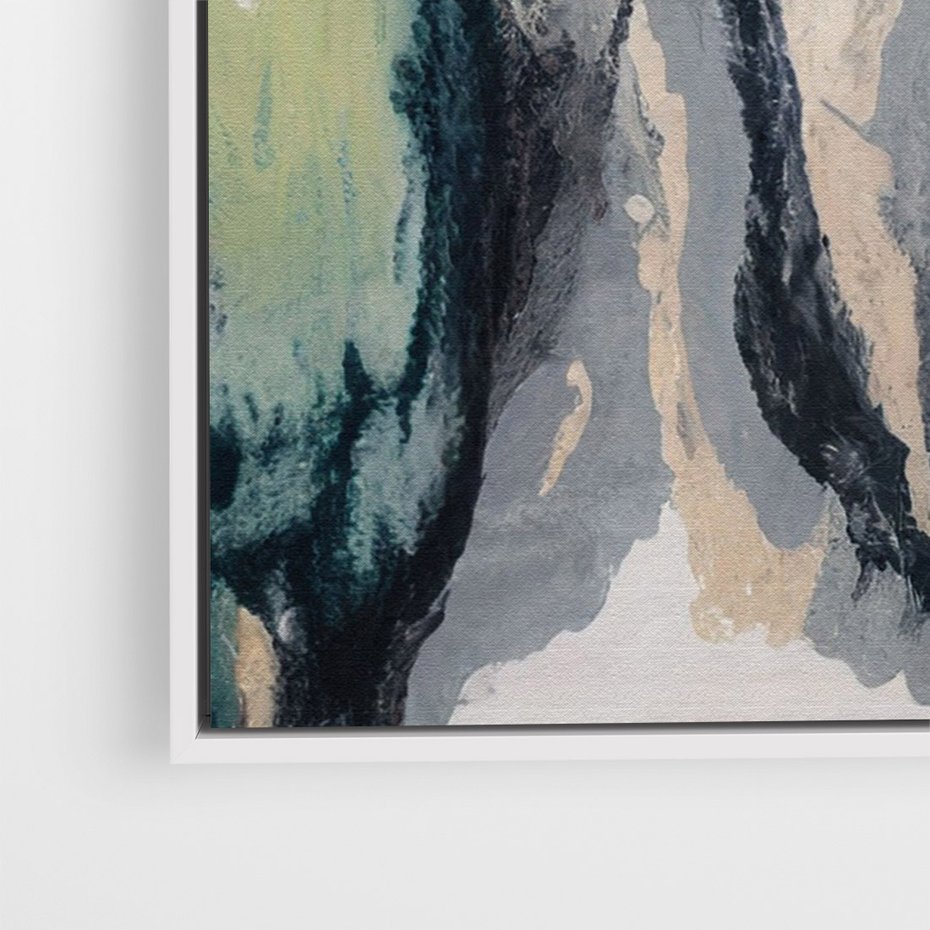 Obraz w ramie 80x120 - Sfumowane zmysły artysty - rozmyte kolory, zieleń - rama biała