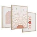 Zestaw obrazy w ramie 40x50 galeria - Boho, słońce, graficzne - rama drewno