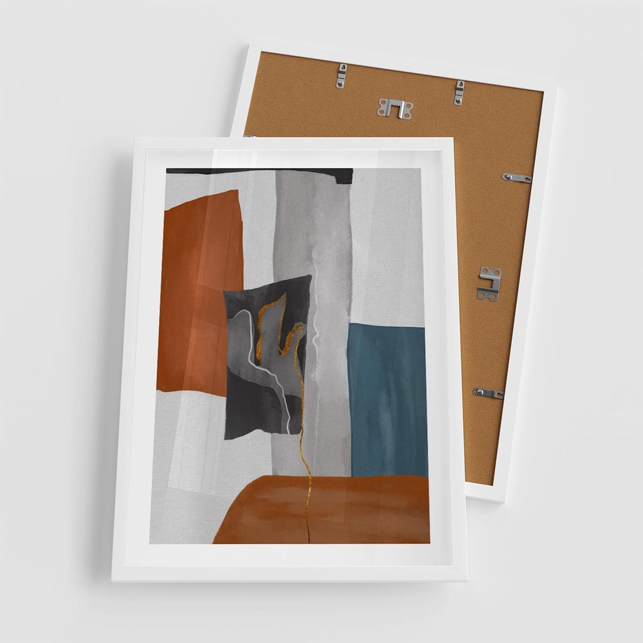 Plakat w ramie 50x70 - Nowoczesna geometria - nowoczesny, geometryczny - rama biała