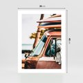 Plakat bez ramy 30x40 - Surfingowa Wolność - samochód, stary van