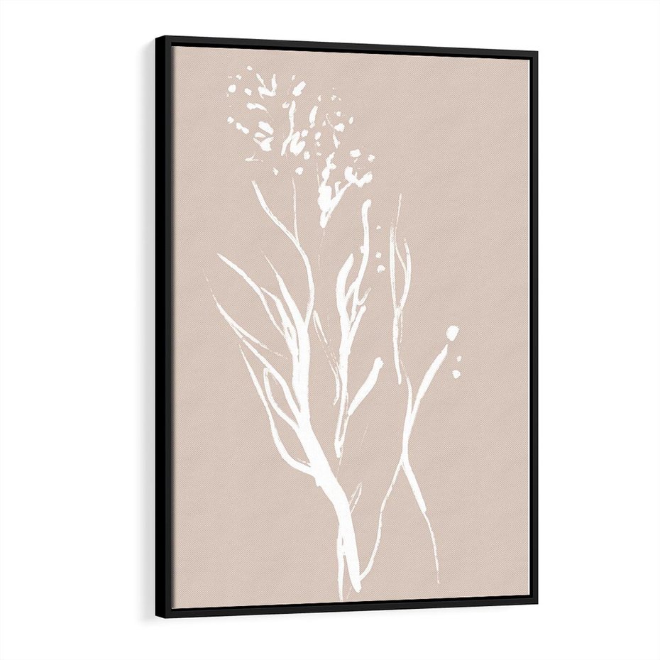 Obraz w ramie 70x100 - Impresje Pastelowych Nastrojów - minimalistyczny delikatny obraz, beżowe odcienie - rama czarna