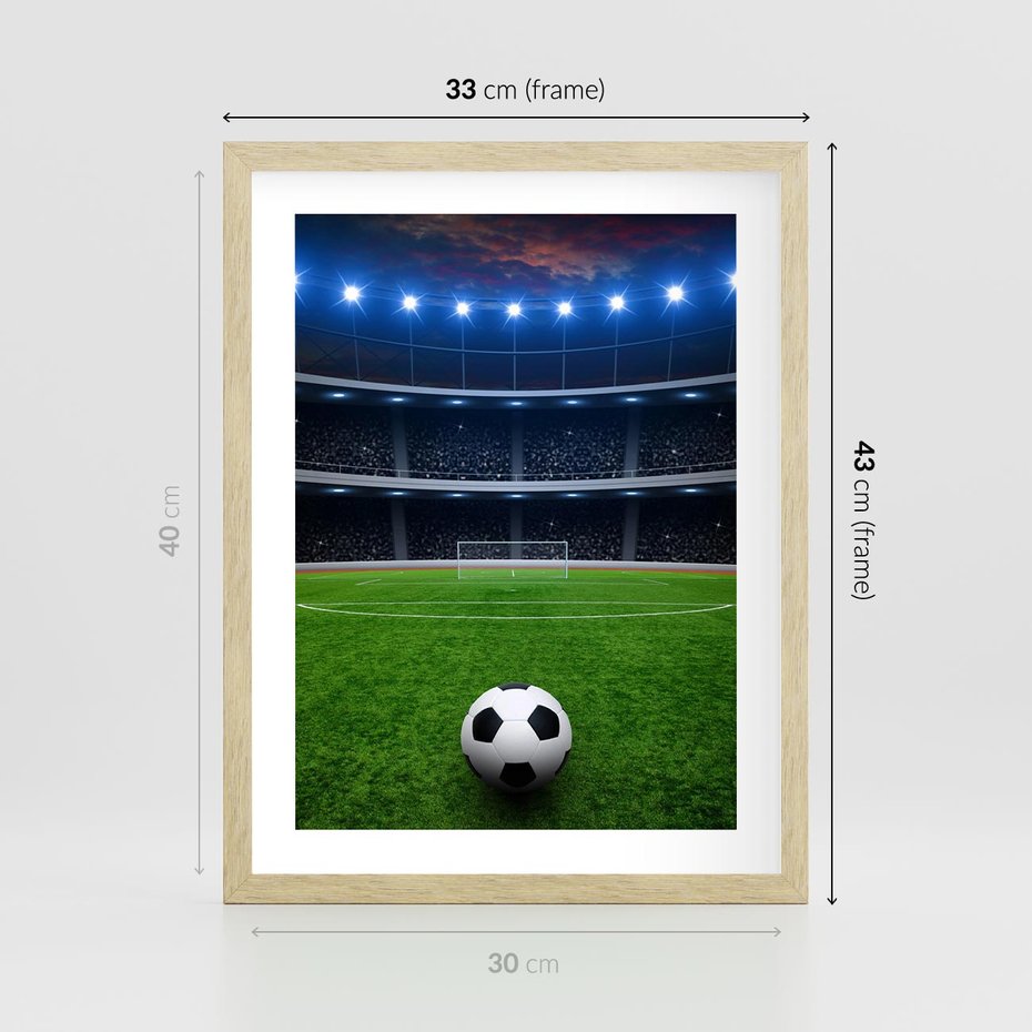 Plakat w ramie 30x40 - Piłka nożna - gol! - piłka nożna, gol - rama drewno