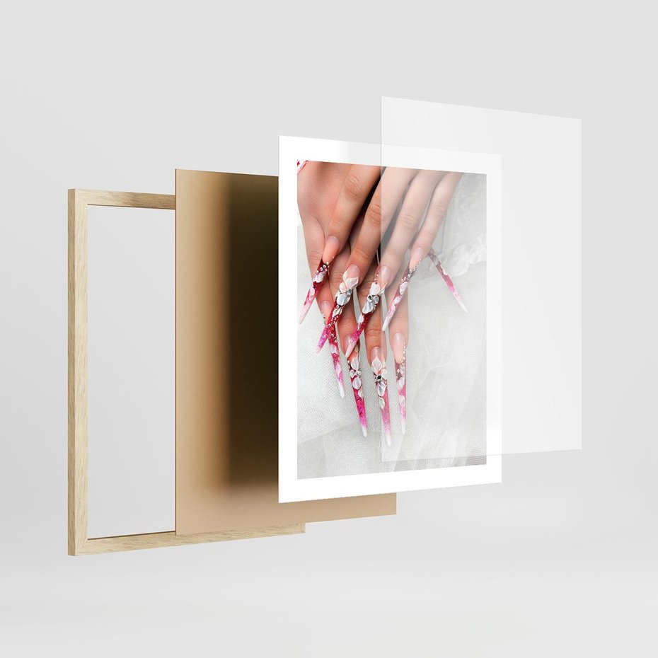 Plakat w ramie 40x50 - Paznokcie jak dzieło sztuki - paznokcie, manicure - rama drewno
