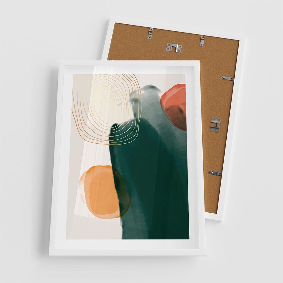 Plakat w ramie 50x70 - Modernistyczne Spektrum - abstrakcyjna granatowa plama, akwarela - rama biała