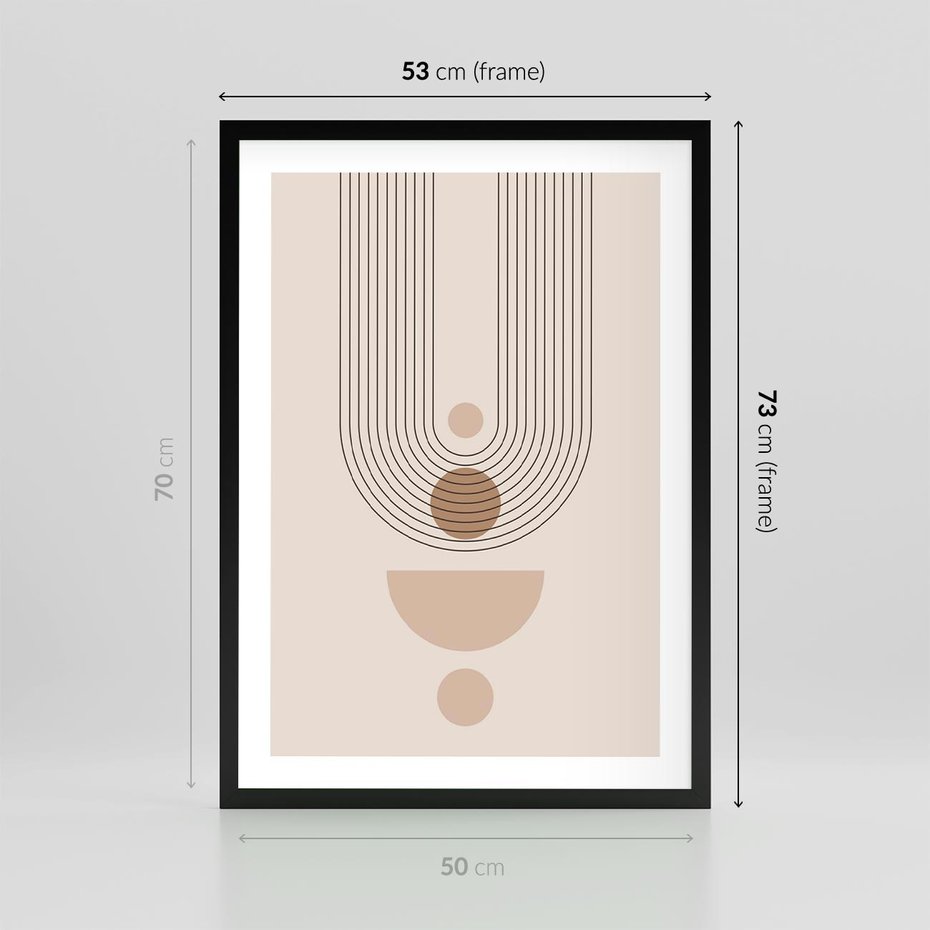 Plakat w ramie 50x70 - Strukturalne Kształty Postępu - boho plakat, minimalizm - rama czarna