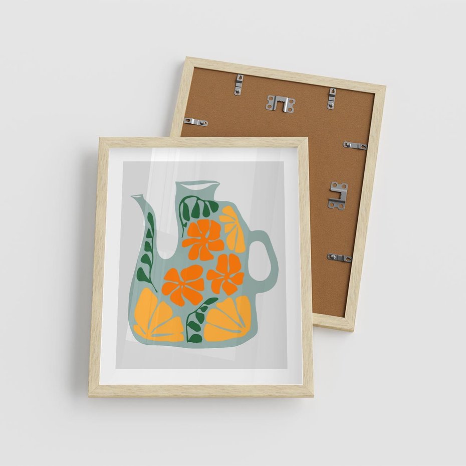 Plakat w ramie 40x50 - Kolorystyczna Ekspresja - czajnik, abstrakcja - rama drewno