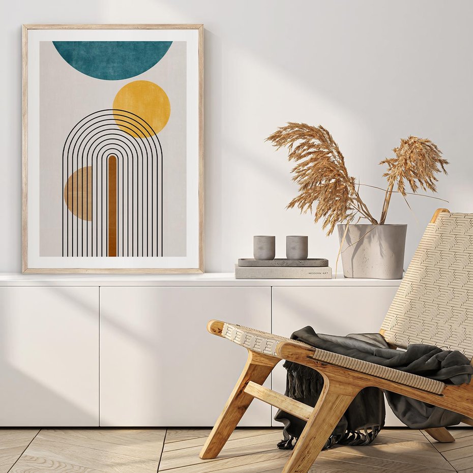 Plakat w ramie 30x40 - Wewnętrzne Labirynty Form - styl mid century, nowoczesna sztuka - rama drewno