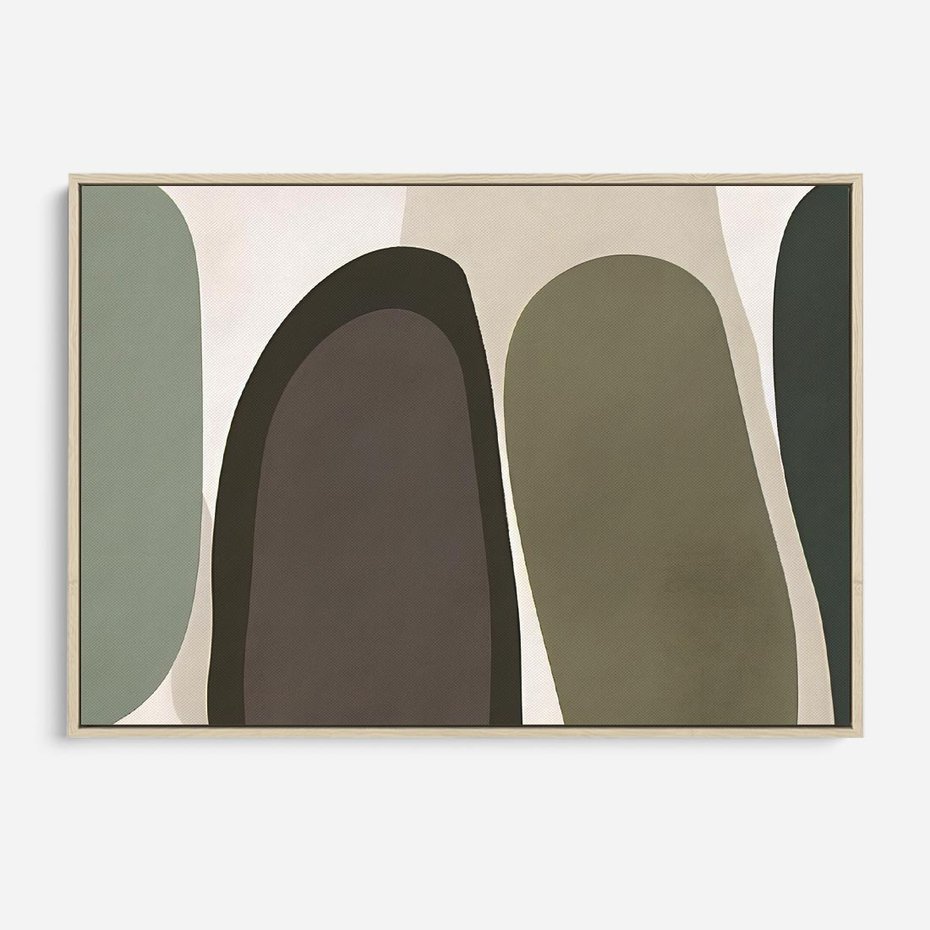 Obraz w ramie 120x80 - Fale w Zieleni - abstrakcyjne kształty, zgaszona zieleń - rama drewno