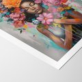 Plakat bez ramy 21x30 - Z Głową w Kwiatach - obraz olejny, sztuka nowoczesna