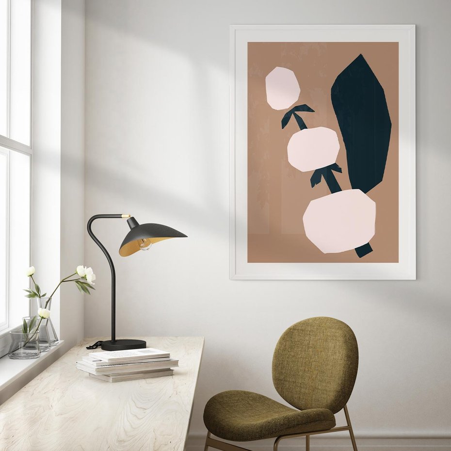 Plakat w ramie 50x70 - Harmonia Boho Ducha - abstrakcyjny obraz, plakat - rama biała