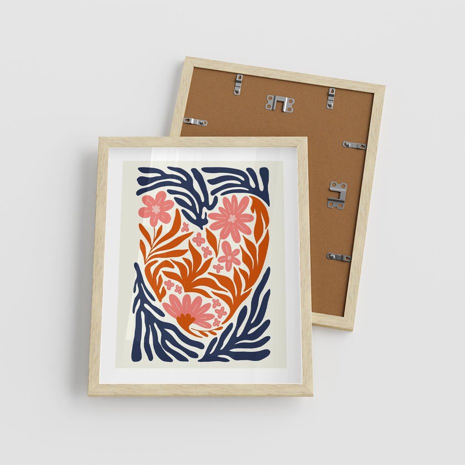 Plakat w ramie 40x50 - Kwiatami Splecione - kwiaty, nowoczesny plakat - rama drewno