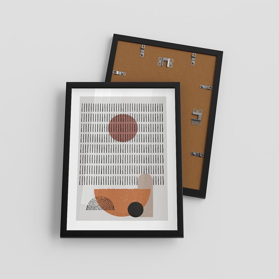 Plakat w ramie 30x40 - Symetria w Stylu Mid-Century - minimalistyczny obraz, mid-century styl - rama czarna