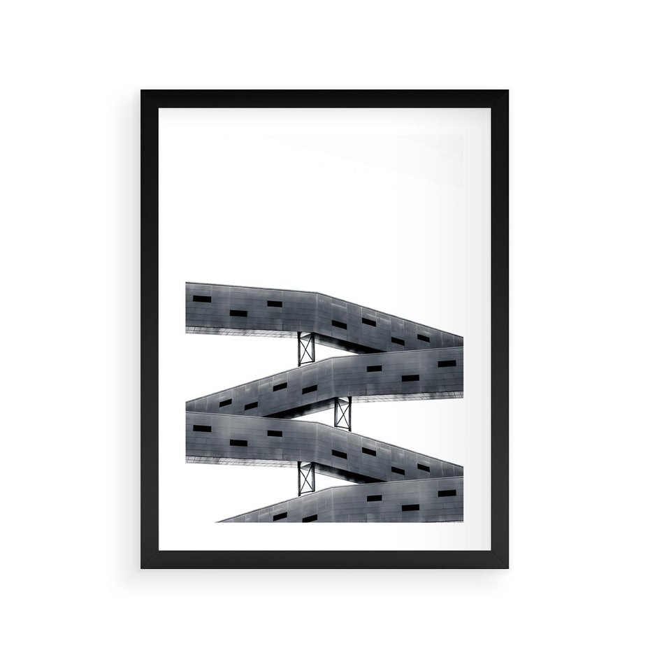 Plakat w ramie 30x40 - Monochromatyczna Sztuka Nowoczesnych Budynków - architektura, nowoczesne formy - rama czarna