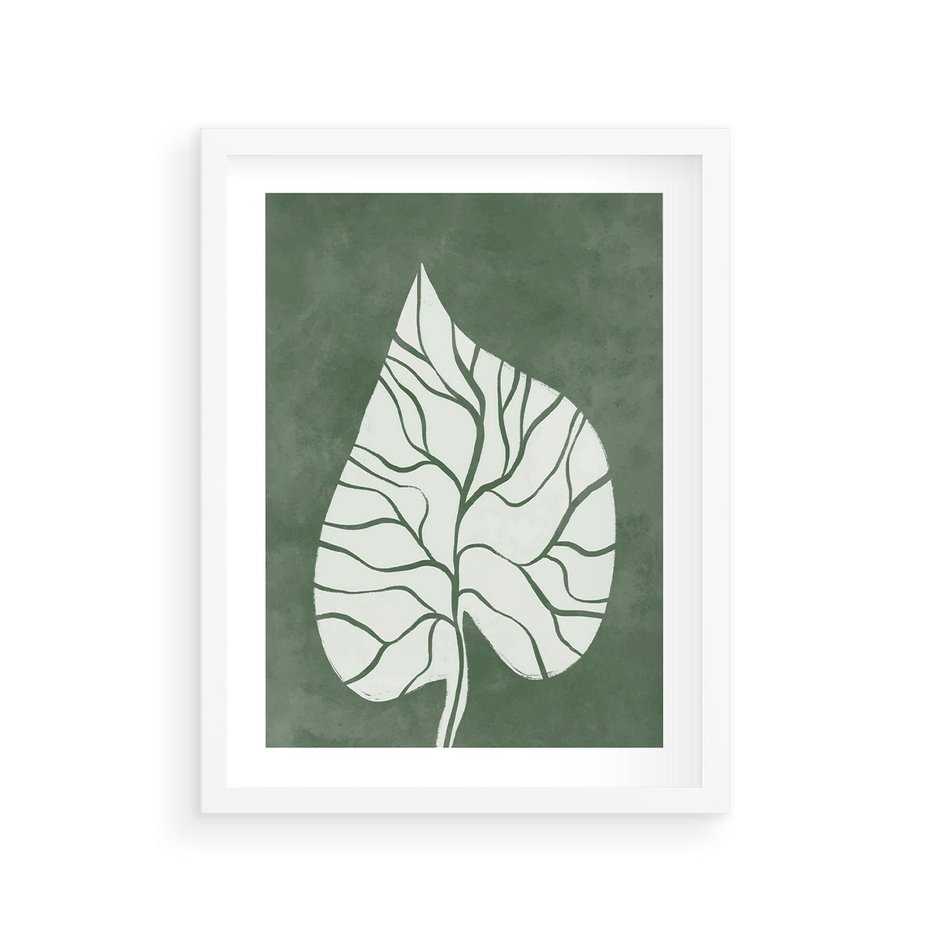 Plakat w ramie 30x40 - Migotliwe Wnętrze Zieleni - zielony plakat, roślinne motywy - rama biała