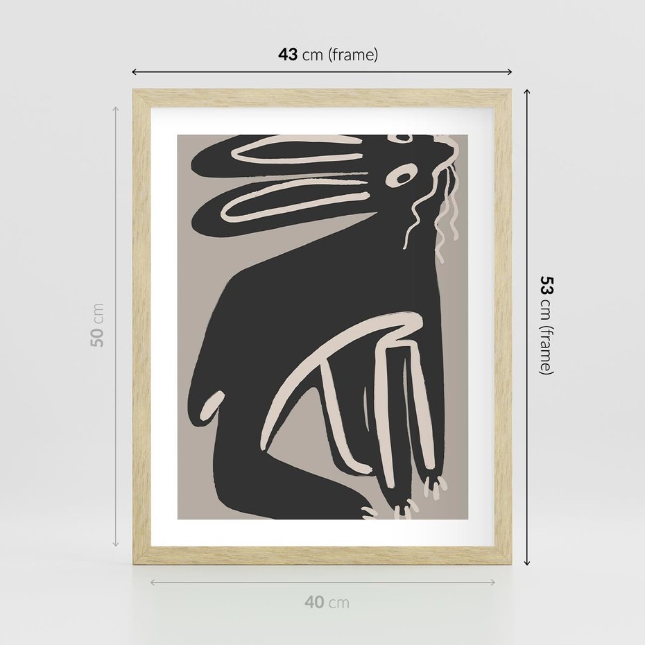 Plakat w ramie 40x50 - Konturujące Struktury - skandynawska sztuka, królik - rama drewno