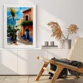 Plakat bez ramy 21x30 - Spokój Miasta nad Morzem - akwarela, sródziemnomorski klimat