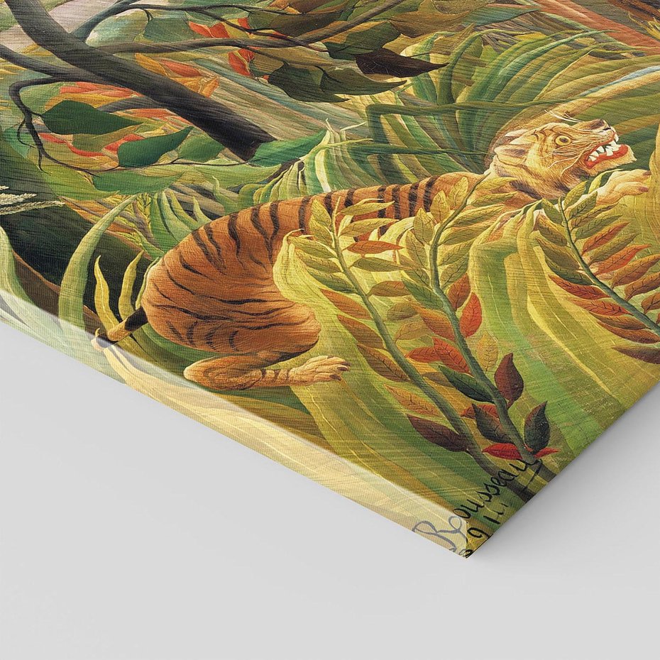 Obraz na płótnie 50x50 - "Tygrys w tropikalnej burzy" (1891) Henri Rousseau - Reprodukcja - reprodukcja, obraz na płótnie