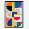 Obraz w ramie 50x70 - Harmonia Kolorowych Impulsów - abstrakcyjne geometryczne kształty, olejny obraz - rama czarna