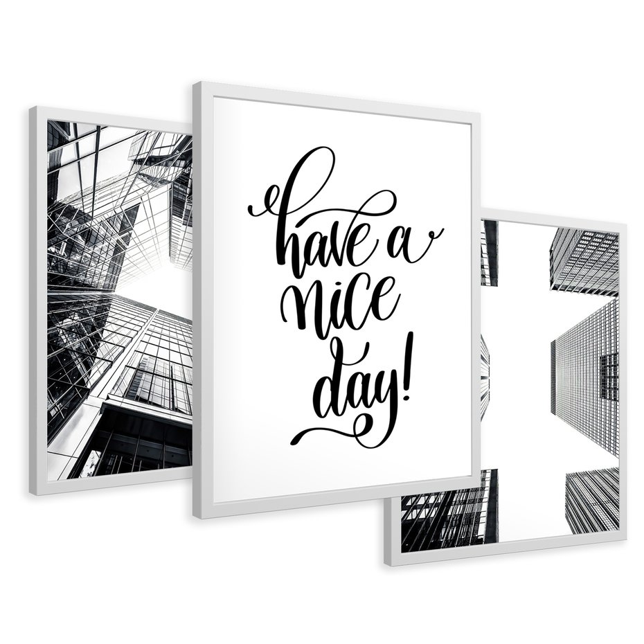 Zestaw obrazy w ramie 50x70 galeria - Nowoczesny, minimalizm, cytat, typografia - rama biała