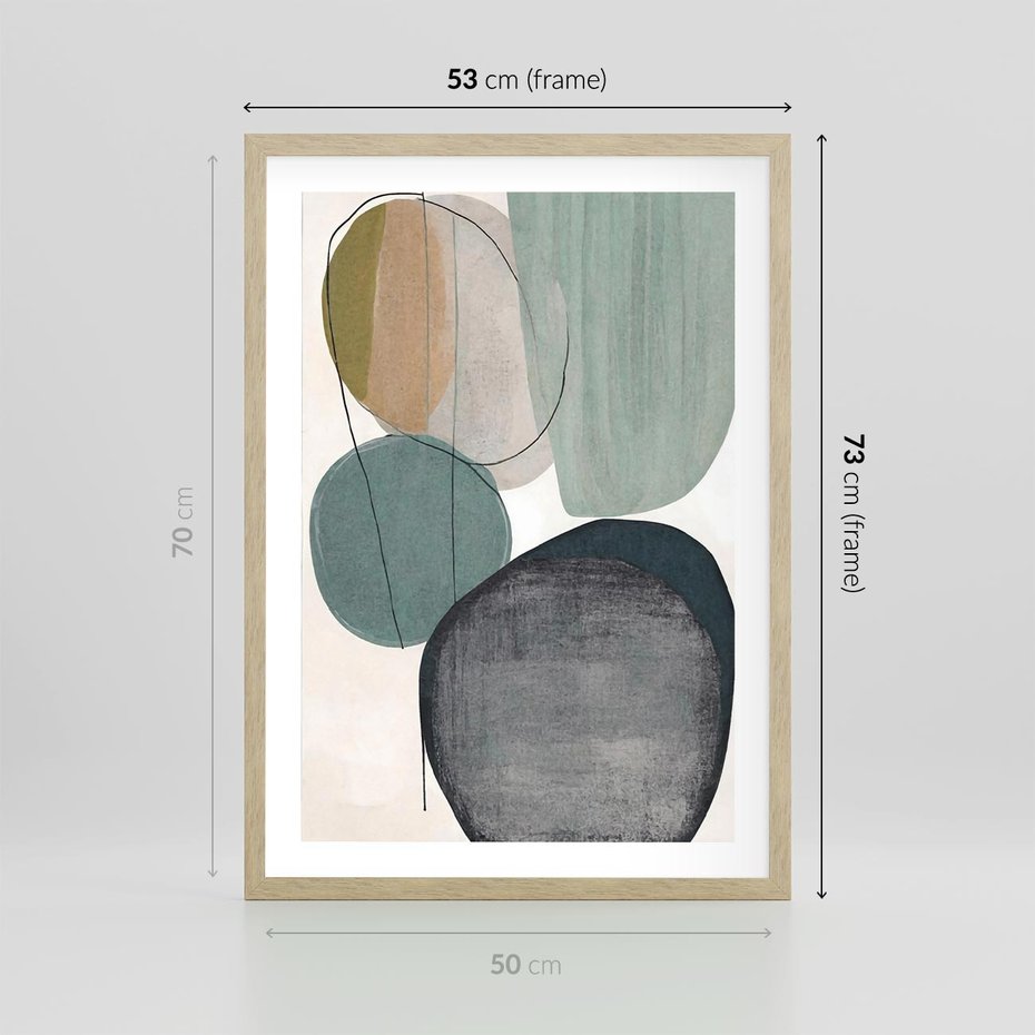 Plakat w ramie 50x70 - Plama za Plamą - abstrakcyjny obraz olejny, plamy - rama drewno