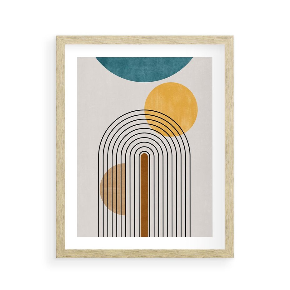 Plakat w ramie 40x50 - Wewnętrzne Labirynty Form - styl mid century, nowoczesna sztuka - rama drewno