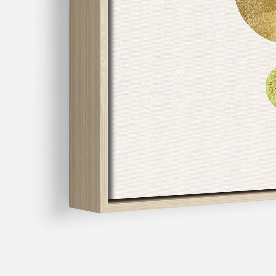 Obraz w ramie 80x120 - Harmonijne Odbicia - geometryczne złote kształty, tekstura - rama drewno