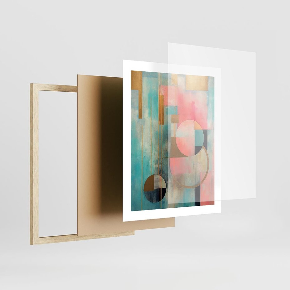 Plakat w ramie 40x50 - Abstrakcyjny Bałagan - abstrakcja, obraz olejny - rama drewno