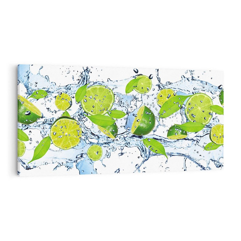 Obraz na płótnie 120x60 - Świeżość limonki i błękity wody - limonka, woda