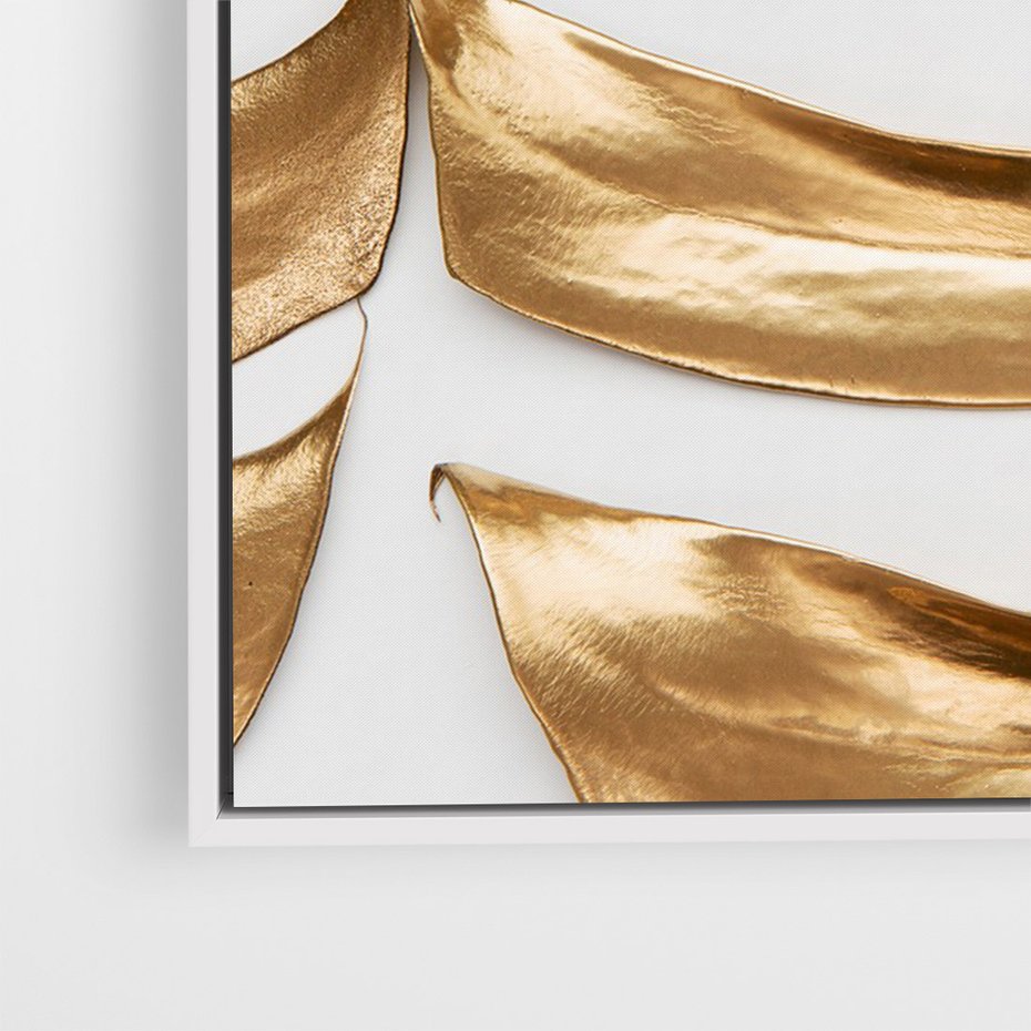 Obraz w ramie 80x120 - Siła Natury - złote, liście - rama biała